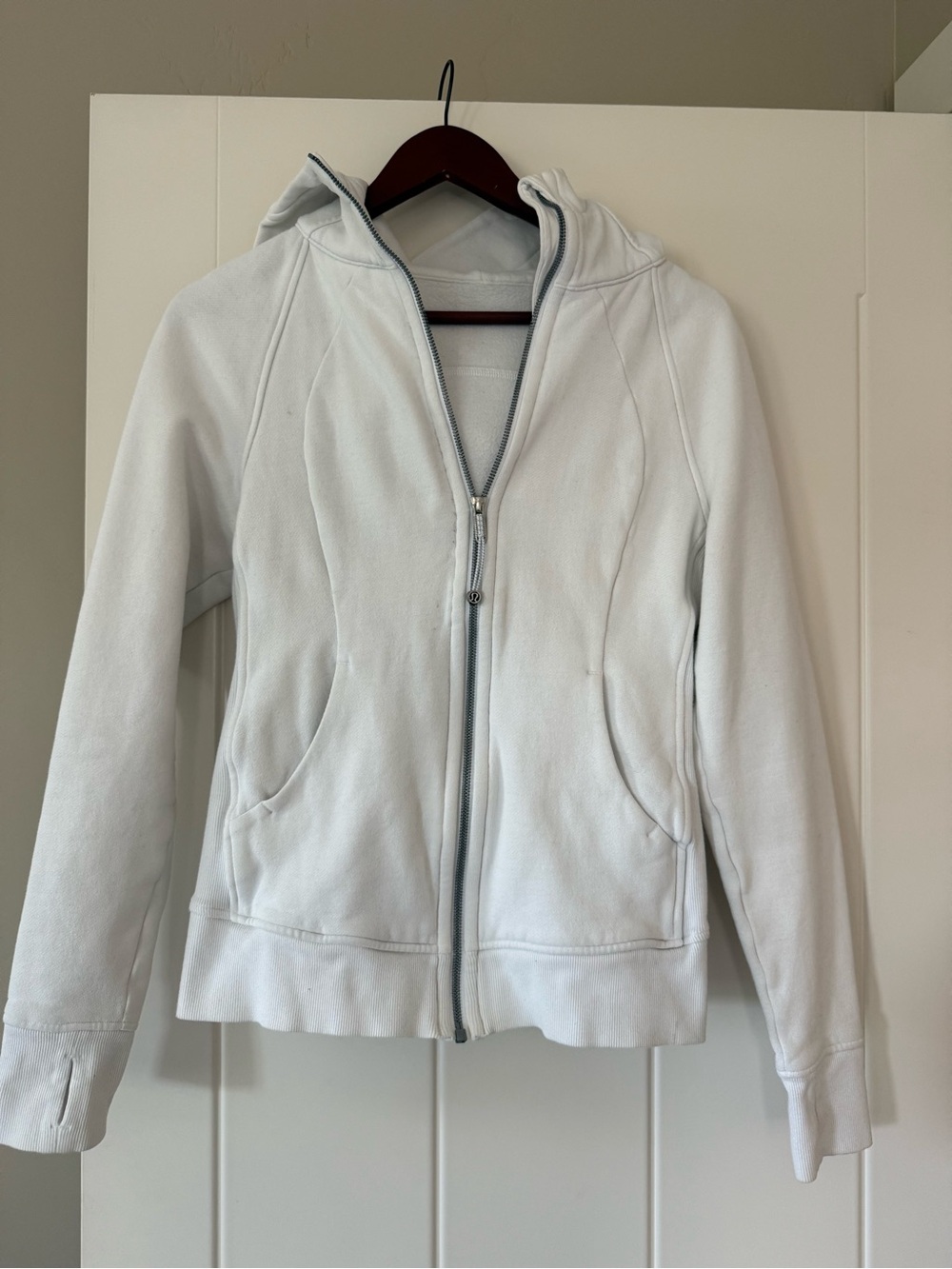 lululemon athletica White Hooded scuba jacket
